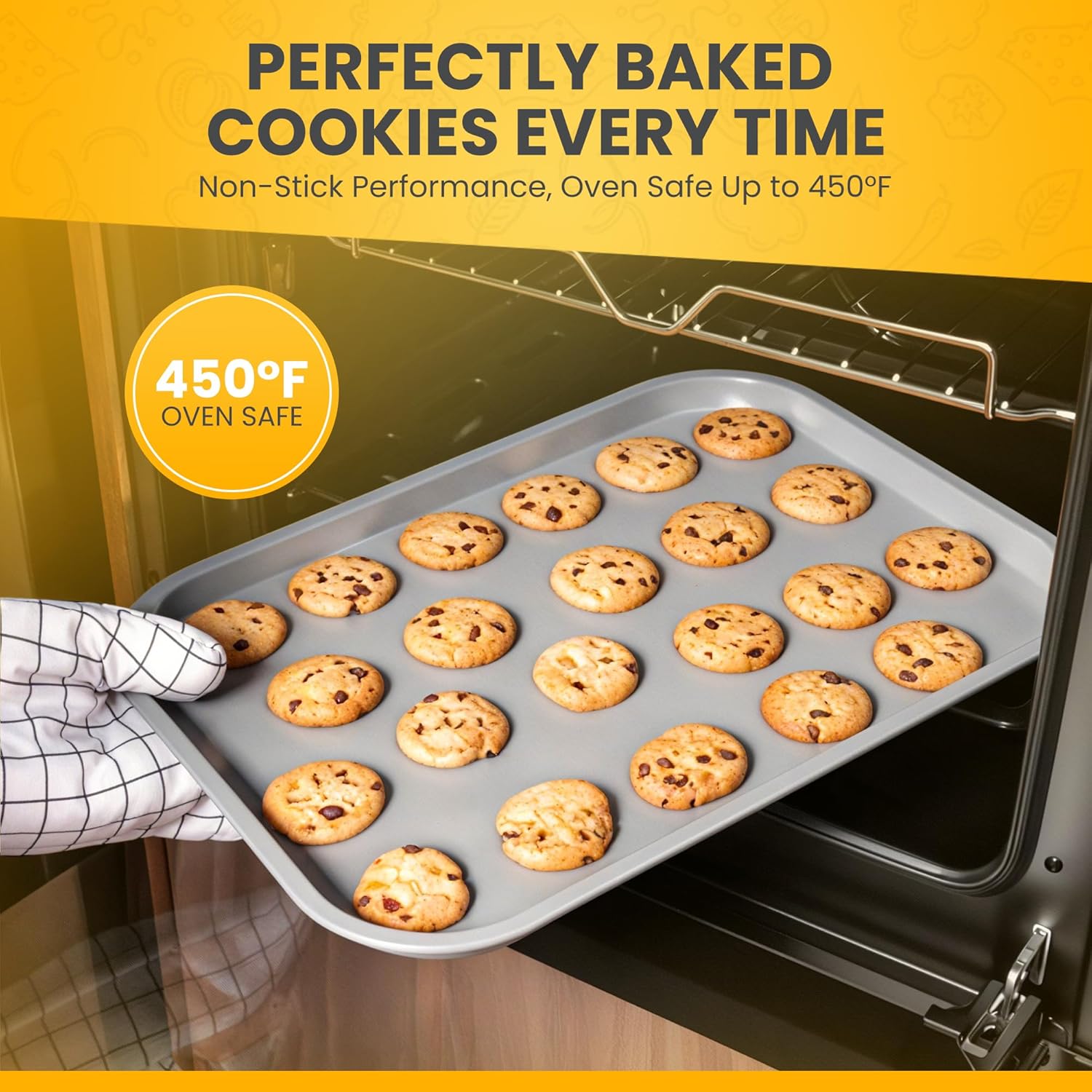 Skiennix Non-Toxic Bakeware Set - 11pc PFOA-Free Carbon Steel Nonstick Baking Pans | Space-Saving Design