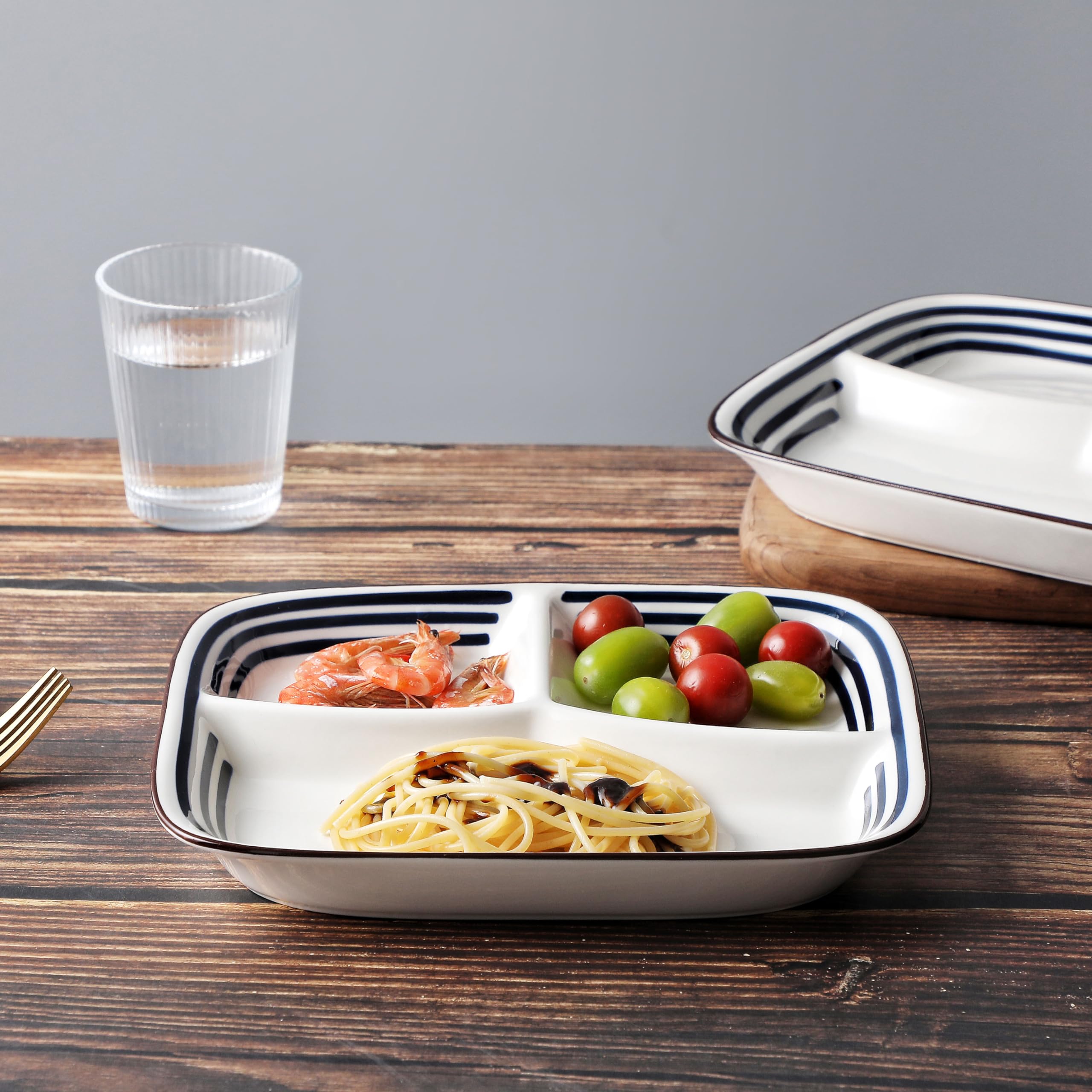 Acyhggi 10-Inch Ceramic Portion Control Plate Healthy Meal Balance (Adult Diet Divided Plate) Diabetes and Bariatric Diets