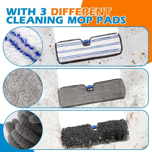 Masthome Flat Dust Mop | 2-Sided Microfiber Mop with 4 Reusable Pads for Wet & Dry Cleaning - Ideal for Hardwood, Tile, Vinyl