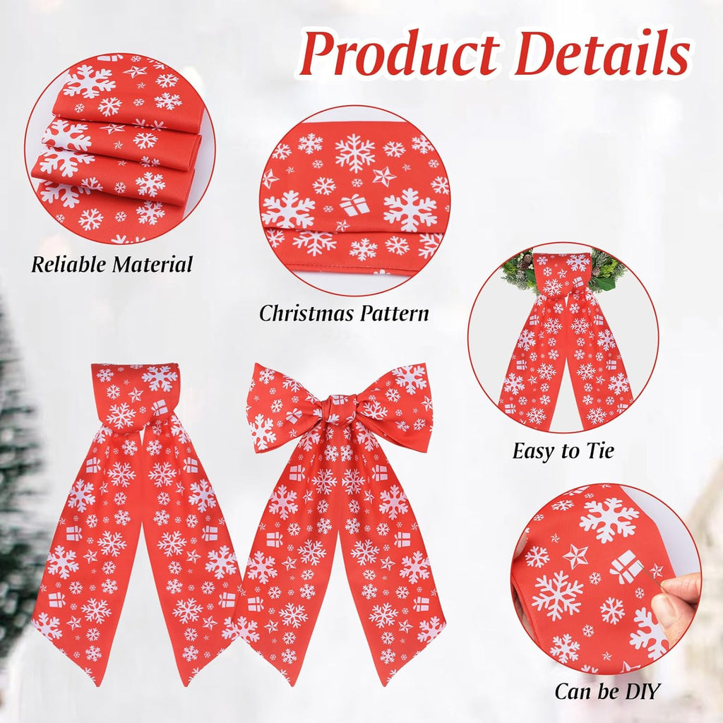 Red Satin Sash Wreath by [Brand Name] - 2pcs Christmas Bow Embroidery for Indoor/Outdoor Decor