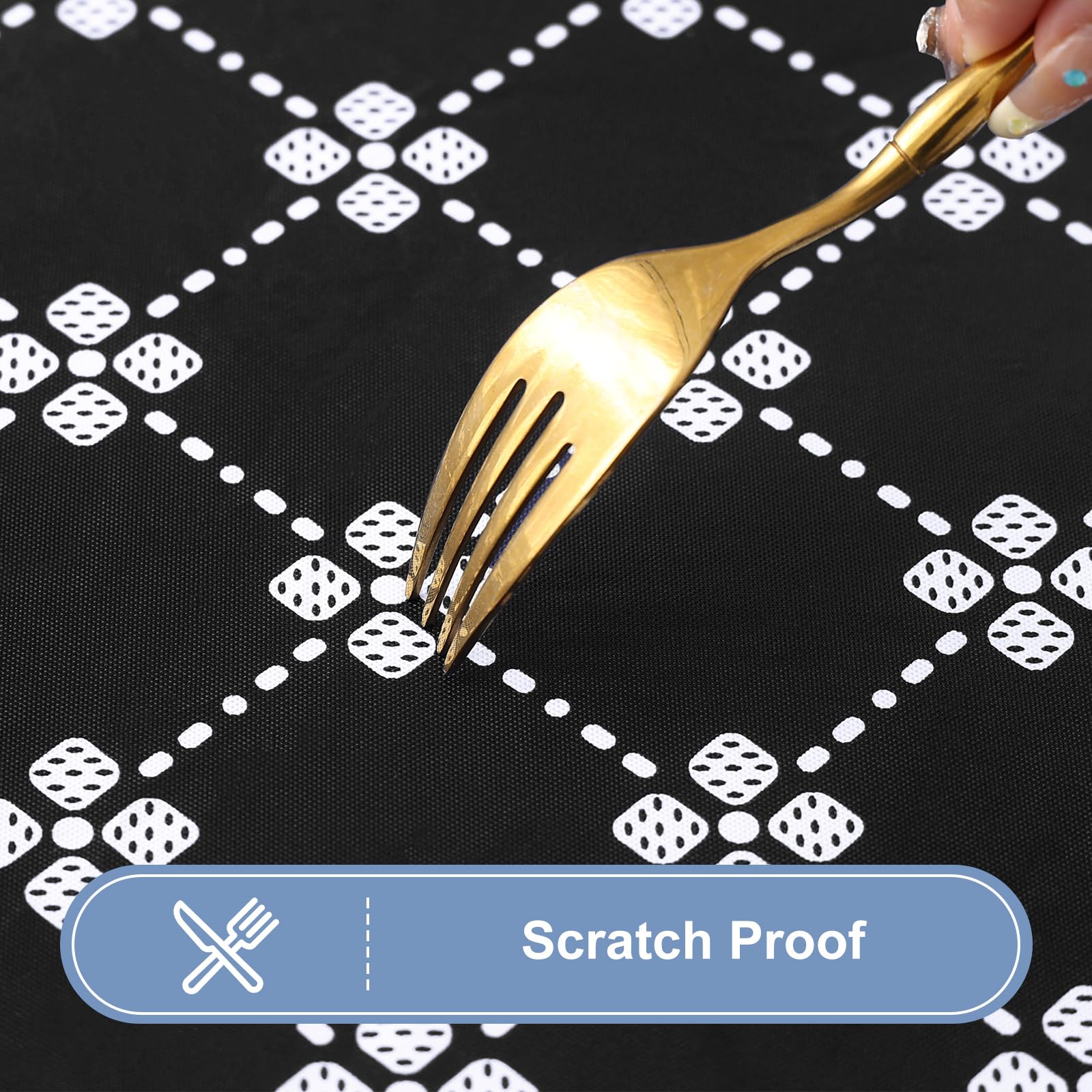 misaya 2 Pack Rectangle Vinyl Table Cloth, Elastic Fitted Tablecloth with Flannel Backing, Waterproof Plastic Table Cover Fits 8 Foot Folding Tables for Camping, Indoor and Outdoor (Black, 30" x 96")