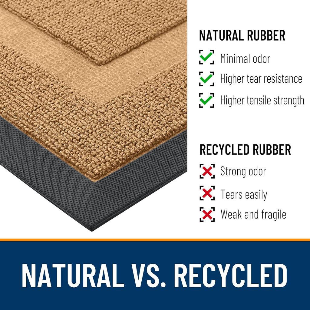 OLANLY Waterproof All-Season Front Door Mat - Sturdy Natural Rubber, Easy Clean | 71x23, Butter Yellow