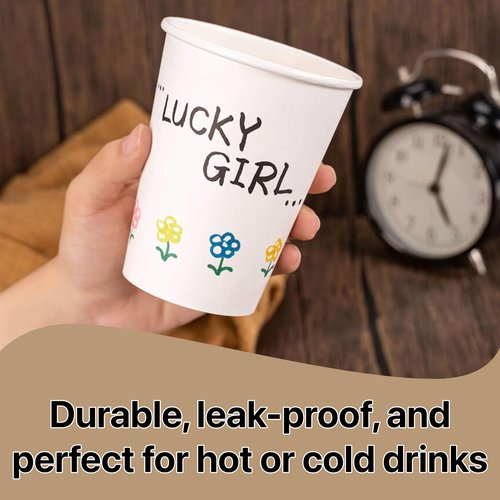 Pokanic Paper White Cups [12 oz] with Lids and Sleeves x [25 Set] Disposable Hot Cold Coffee Water Beverage Drinking for School Office Home Kitchen Cafe Restaurant (25 Pack, 12 oz)