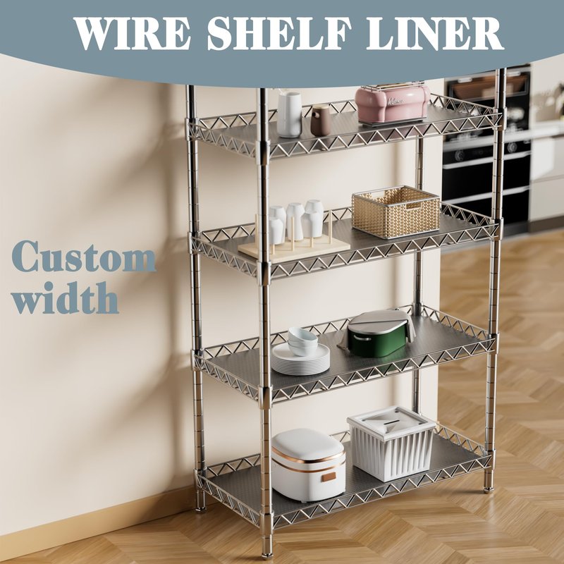 FLPMIX Thick Shelf Liner 12 inch Wide: Standard Size (12 by 197 Inch) Pantry Shelf Liner for Wire Shelves - Waterproof Heavy Duty Easy to Cut Plastic Kitchen Drawer Liner - Transparent Grey