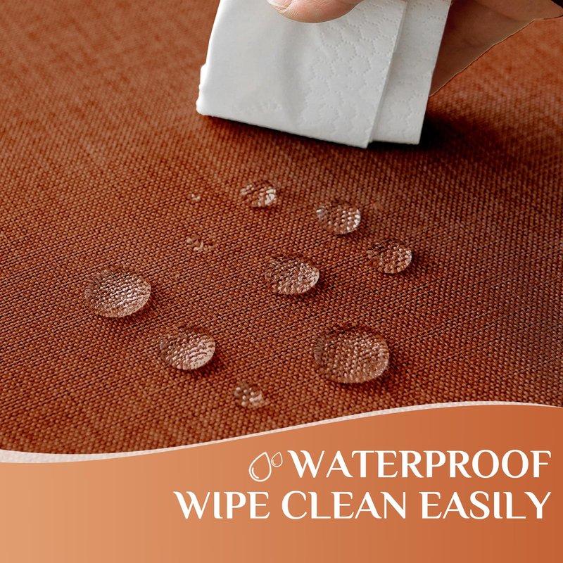 Softalker Fall Linen Textured Rectangle Tablecloth, Thanksgiving Waterproof Farmhouse Burlap Table Cloth, Stain Resistant Table Covers for Kitchen Dining Holiday Party (60 x 84, Burnt Orange)
