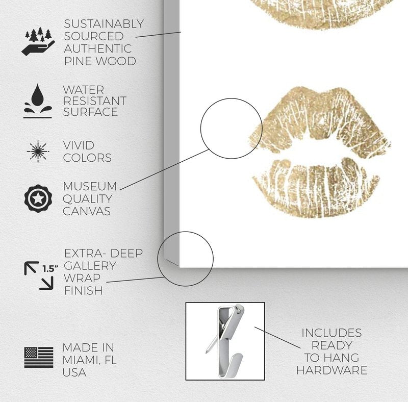 Fashion and Glam Wall Art Canvas Prints '24k Kisses'