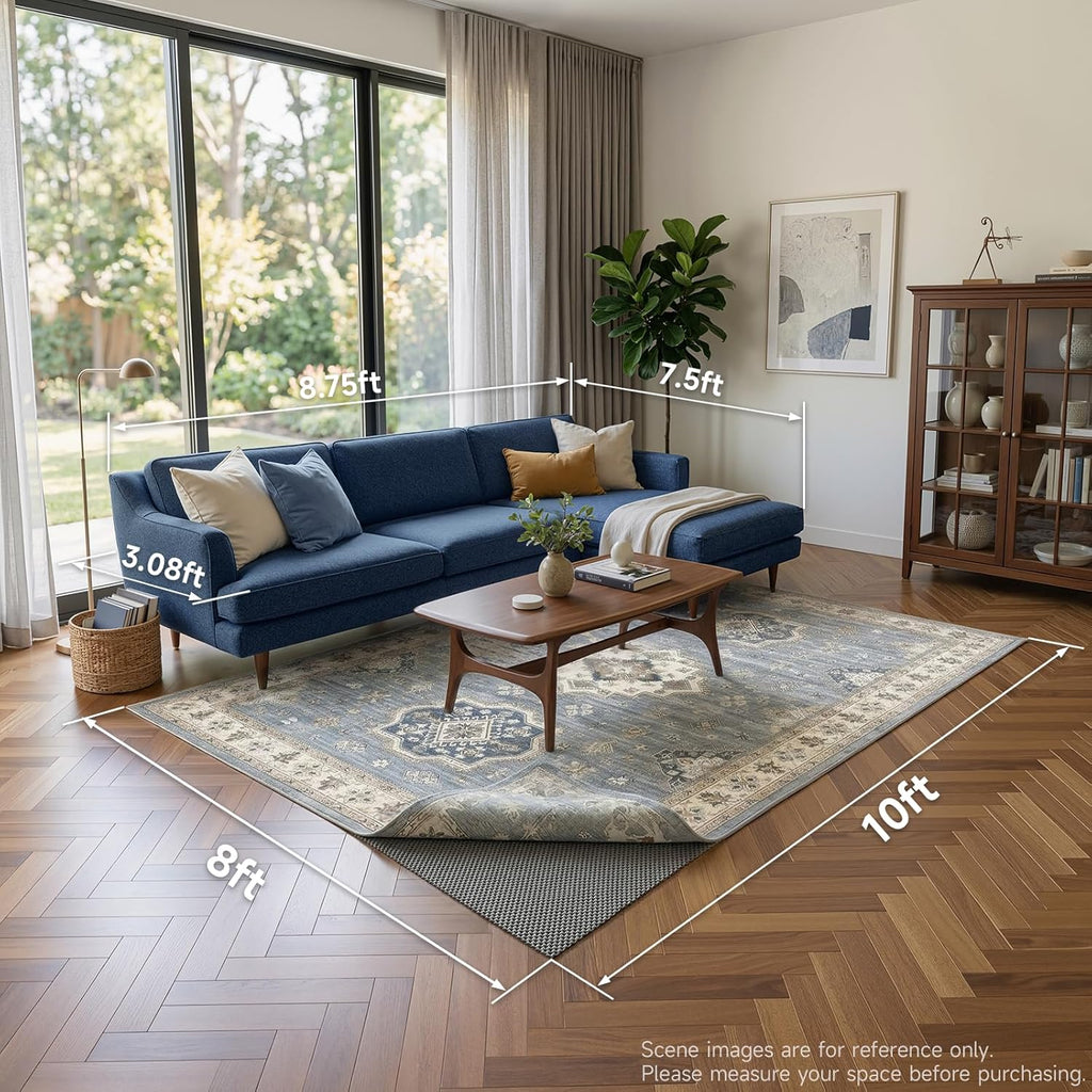 Veken Rug Pad Gripper - Non-Slip Dark Grey 8x10 Ft Mat for Hardwood & Tile Floors
