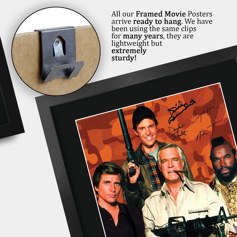 HWC Trading The A-Team George Peppard, Mr T 16 x 12 inch Framed Gifts Printed Signed Autograph Poster for TV Memorabilia Fans - 16" x 12" Framed