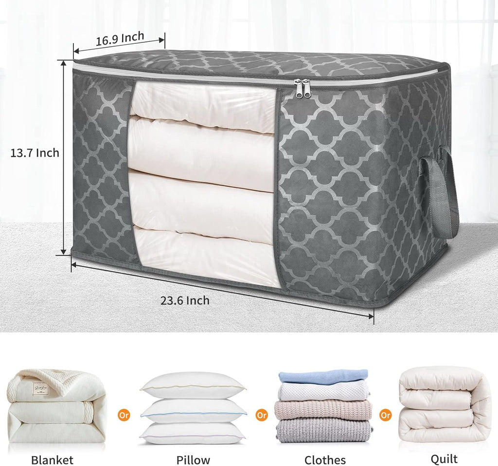 Skiennix 90L Large Storage Bag - Durable Organizer for Clothes, Comforters, Blankets & Toys | 6 Pack