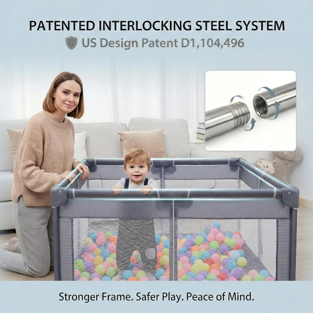 Orian Playpen - Large 50x74 Baby Play Yard with Sturdy Mesh Sides | Safe Indoor & Outdoor Play Area