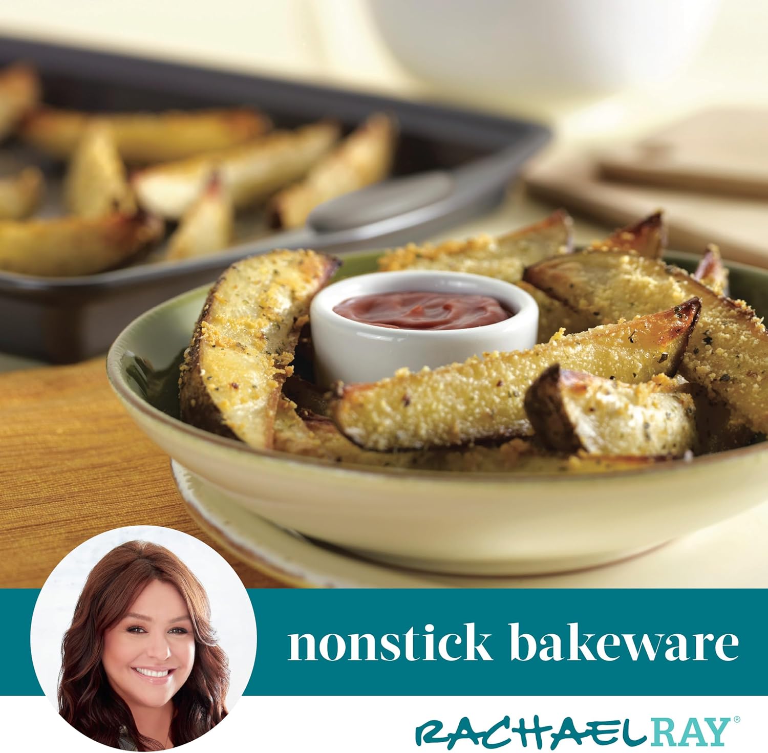 Rachael Ray Nonstick Bakeware Set - 3-Piece Cookie Sheets with Grips in Gray & Sea Salt Gray