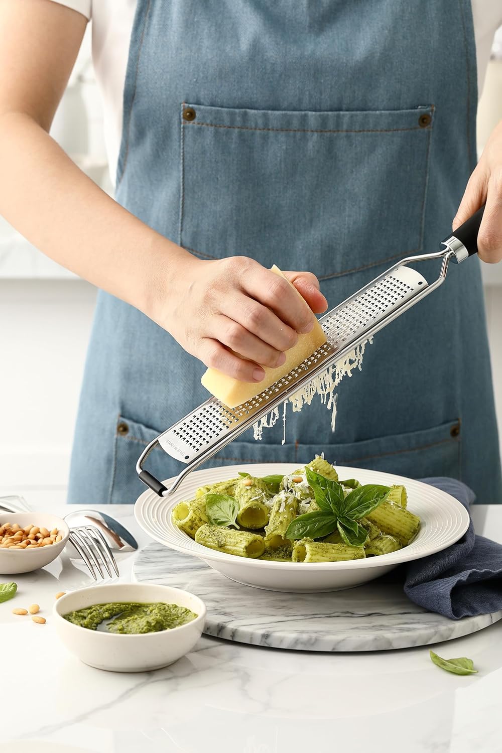 Spring Chef Stainless Steel Lemon Zester Grater - Heavy Duty Citrus Tool with Handle | Fine Shred, Black