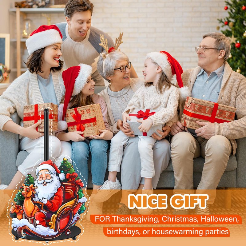 Nuogo 5 Pieces Christmas Paper Towel Holder Santa Claus Kitchen Decoration Christmas Sled Paper Towel Holder Metal Toilet Accessories for Xmas Bathroom Indoor Decorations