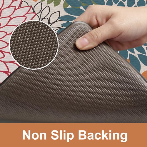 Collive Kitchen Rugs and Mats Cushioned Anti Fatigue Kitchen Mat 2PCS Non-Skid Waterproof Kitchen Runner Rug Comfort Foam Standing Mat for Floors,Office,Laundry,Sink,Floral