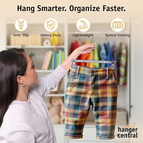 Hanger Central 30 Pack Pants Hangers - Heavy Duty Non-Slip Slim Plastic Clips for Skirts & Pants - Black