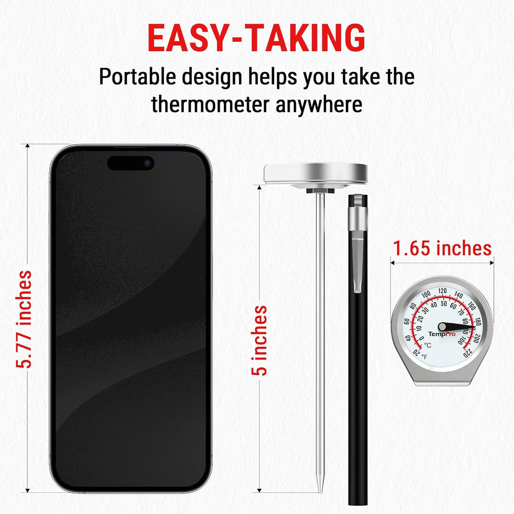 TempPro Instant Read Meat Thermometer - Portable Cooking & Grill Thermometer with Glass Lens for Steak, Turkey, Liquid