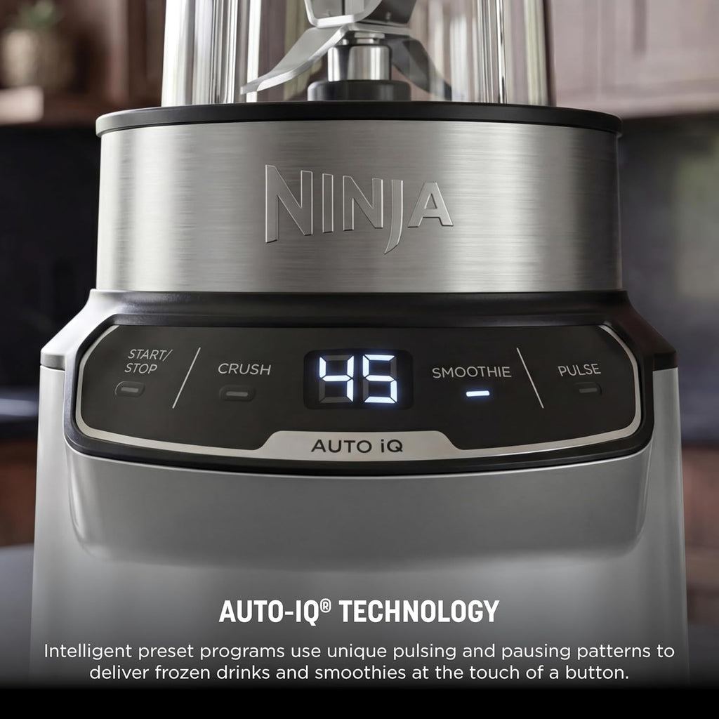 Ninja Nutri Pro Blender - Single Serve for Smoothies & Shakes - Includes 2 Cups & Lids - Silver | BN401
