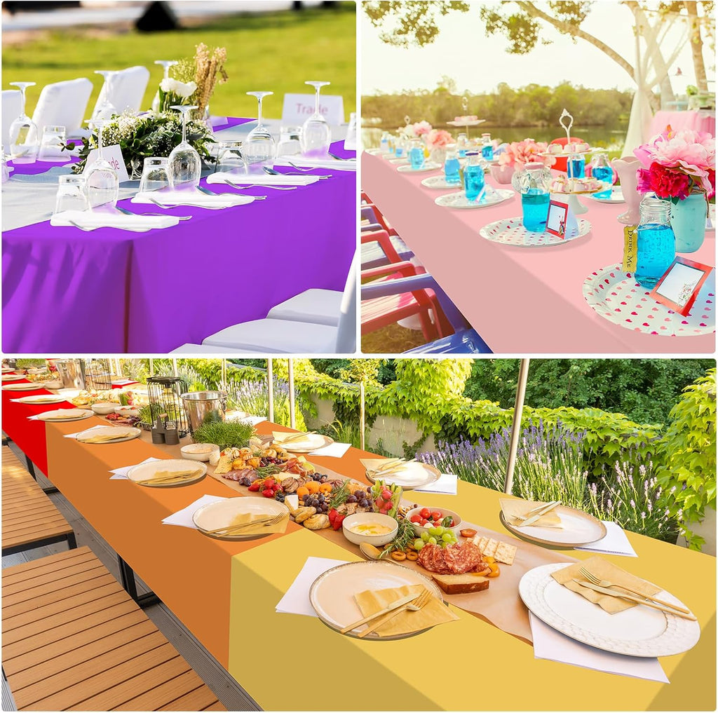 Skiennix 24 Pack Disposable Plastic Tablecloths - Colorful Rainbow Rectangle Covers | 54 x 108 Inch for Parties
