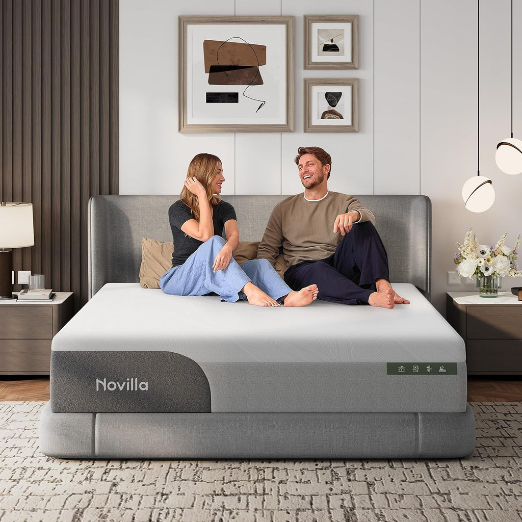 Novilla Queen Mattress - 14 Inch Gel-Infused Cooling Memory Foam | Pain Relief & Spinal Support