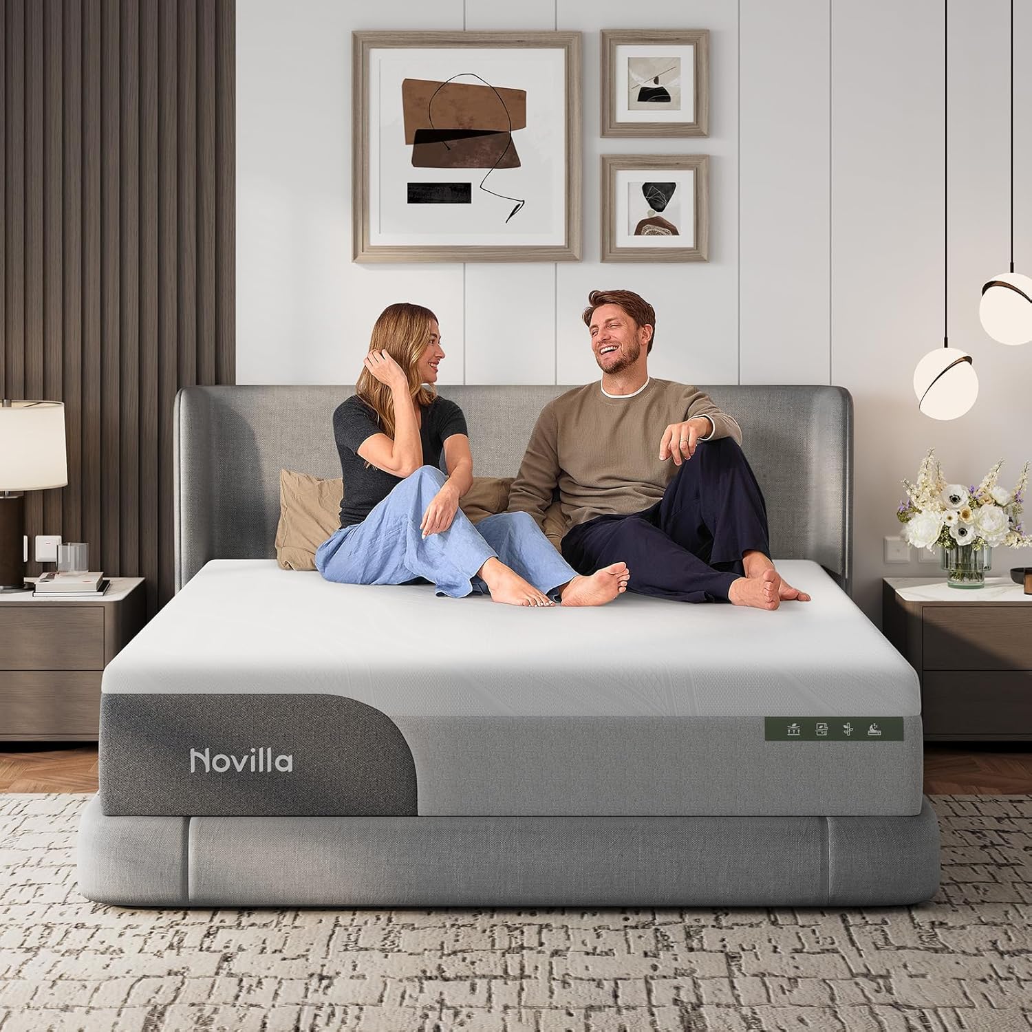 Novilla Queen Mattress - 14 Inch Gel-Infused Cooling Memory Foam | Pain Relief & Spinal Support