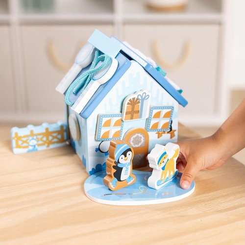 Melissa & Doug Wooden Gingerbread House Play Set - Winter Frost Design for Kids Age 3+