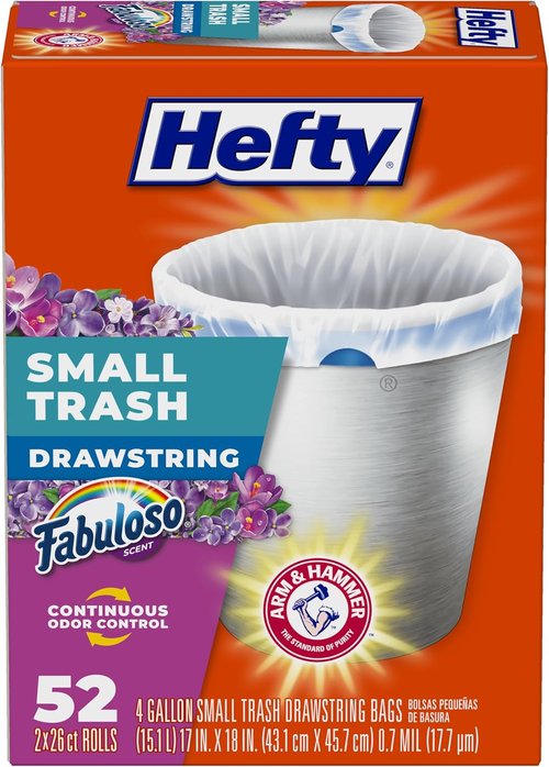 Hefty Small Trash Bags - Fabuloso Scented, 4 Gallon Capacity, 52 Count Pack