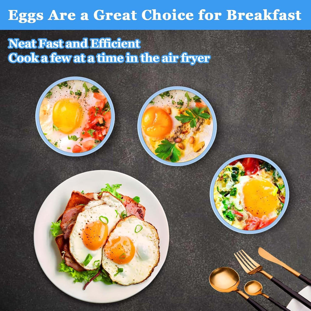 XANGNIER Silicone Egg Mold - 3 Pcs Reusable Nonstick Egg Bites Pan | BPA Free, Dishwasher Safe, Blue