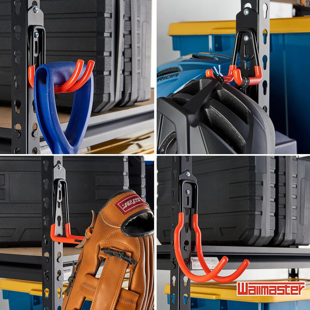 Wallmaster Garage Hooks - 12 Pack Adjustable Heavy-Duty Utility Hooks for Garden Tool Organization