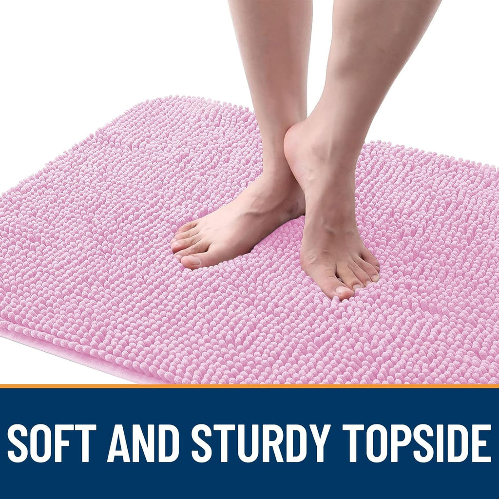 OLANLY Dog Door Mat - Absorbent Non-Slip Mud Mat for Indoor Use | Quick Dry Chenille, 59x20, Pink
