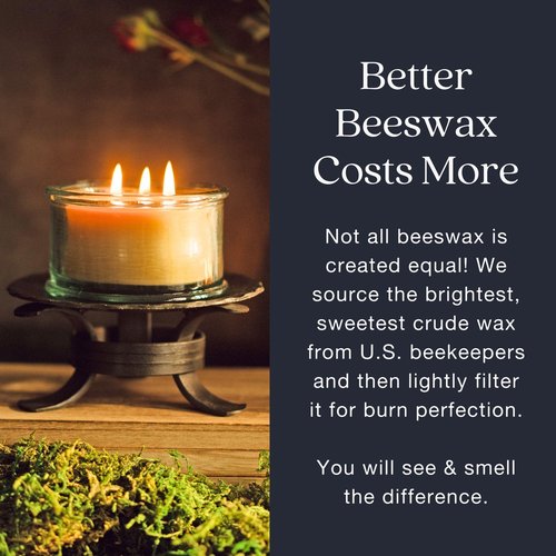 Bluecorn Beeswax 3-Wick Candle, 100% Pure Bees Wax, Vanilla Scented, Paraffin & Soy Free Candle Wax, Clean Burning, Long Lasting, Home Decor, Gifts for Women & Men, American Made, 10 Oz, 1 Ct