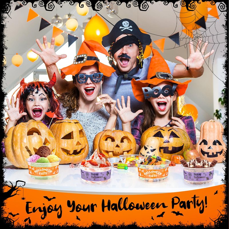 SiliFine 100 Pcs Halloween Candy Bowls 12 oz Plastic Clear Bowls Bulk Disposable Halloween Party Serving Dishes for Fruit, Candy, Desserts, Snacks, Soup, Salads, Parfaits