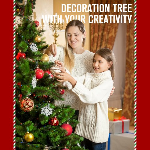 6 Ft Artificial Christmas Tree for Home, Office and Party Decoration, Holiday Xmas Tree with 1000 Branch Tips, Metal Hinges & Foldable Base