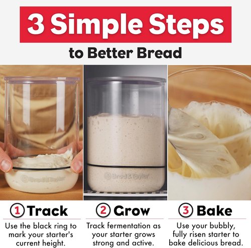 Brod & Taylor Sourdough Starter Jar - 32oz Durable Glass, Dishwasher Safe with Measurement Markings & Pressure Relief Lid
