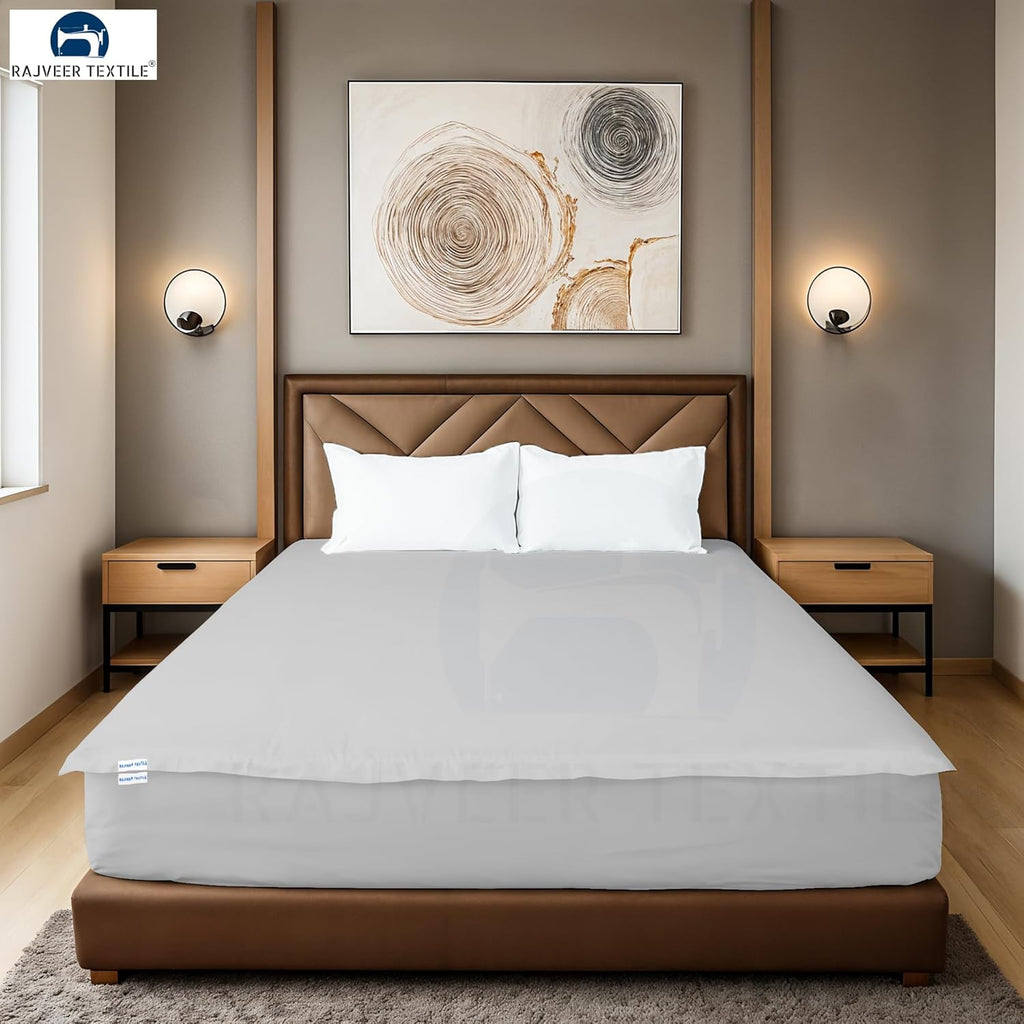 Zip On Fitted Sheet - Soft 600 TC Cotton | Easy Change Queen Size - 18” Deep Pocket - Light Grey