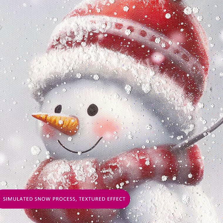 24x24 Inch Snowman Canvas Christmas Wall Art - Two Snowmen Playing in Snowfield, Ready to Hang Winter Decor