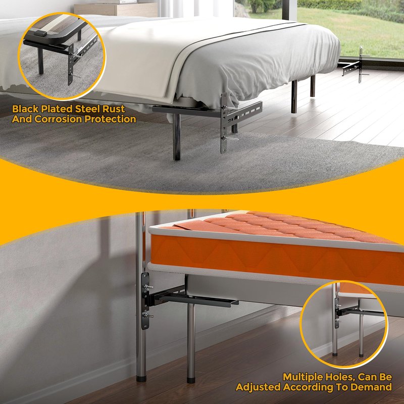 ruiru bro Headboard Brackets for Metal Bed Frame Adjustable Bed Headboard Brackets with Footboard Extension Kit Fit Twin/Full/Queen/King 2Pc Solid Steel (Black)