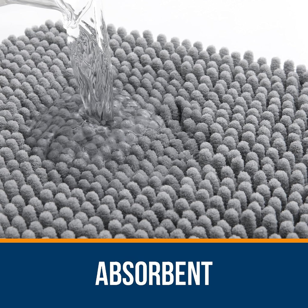 OLANLY Large Chenille Bathroom Rugs - Extra Soft & Absorbent | Quick Dry, Machine Washable, Grey 50x30
