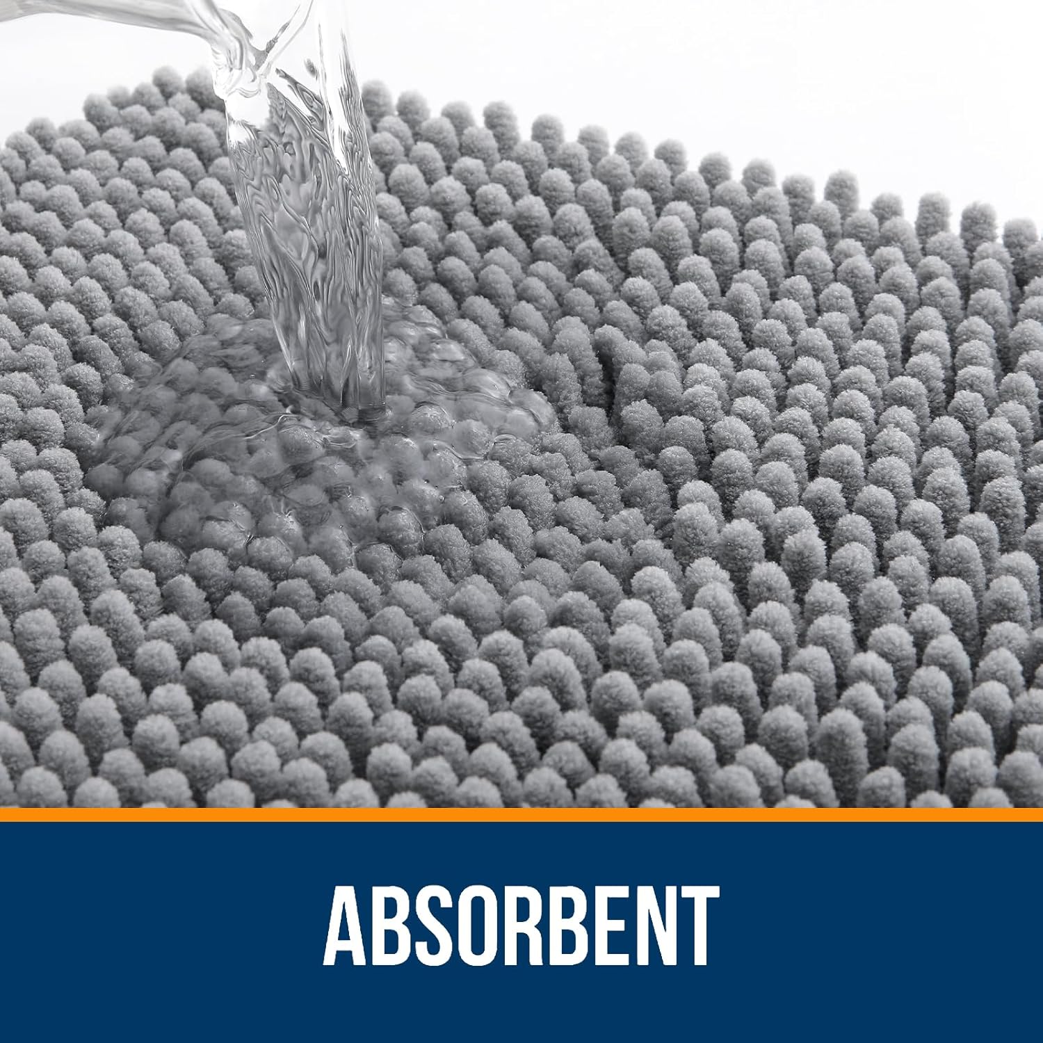 OLANLY Large Chenille Bathroom Rugs - Extra Soft & Absorbent | Quick Dry, Machine Washable, Grey 50x30