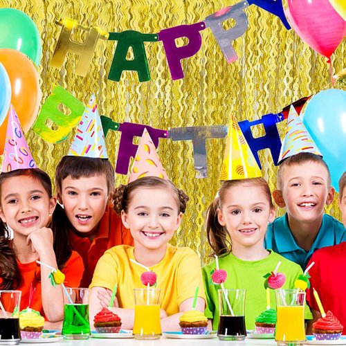 Gold Backdrop | Foil Curtain Decorations for Birthday, Bachelorette & Party Photo Booths - Streamers Included