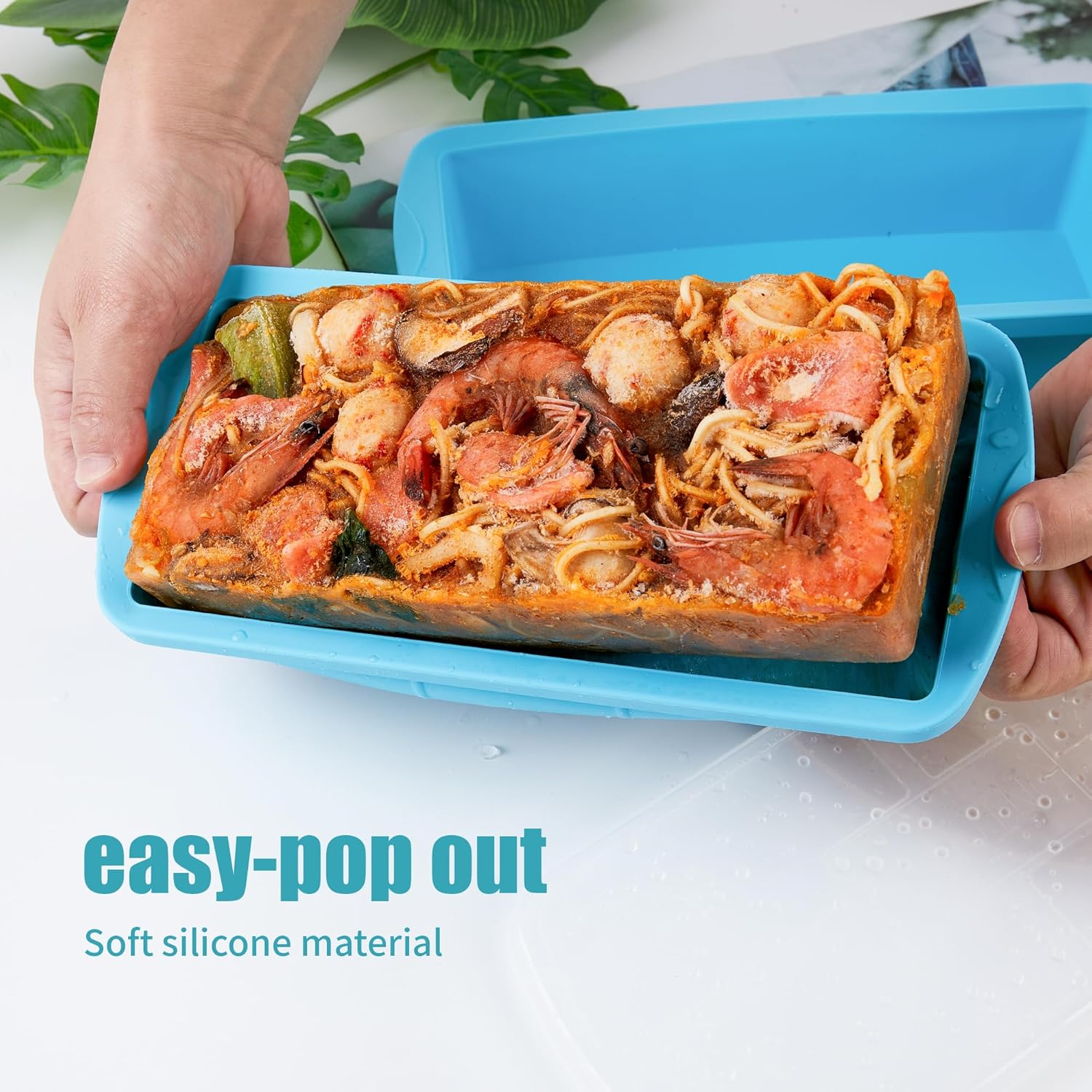 Skiennix Silicone Freezer Tray - 2 Pack Large Ice Cube Molds for Perfect Soup Portions | Oven & Dishwasher Safe