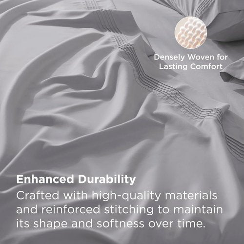 Bedsure Deep Pocket Queen Sheets Set - Soft & Cooling GentleSoft Fabric - Fits Mattresses Up to 21" - Light Grey, 4-Piece