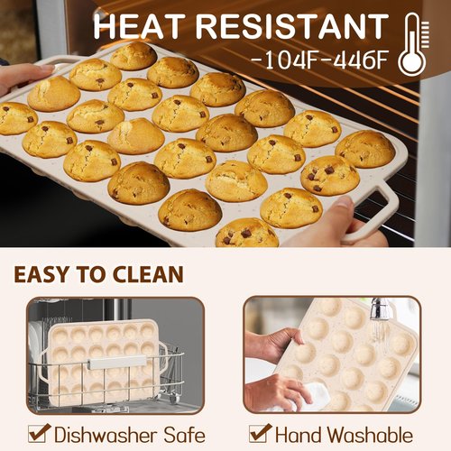 iArtker Silicone Muffin Pan, 12 Cups Muffin Tin Baking Mold With Reinforced Stainless Steel Frame Inside, Nonstick Bakeware Cupcake Pan BPA Free, 2PCS