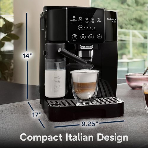 De'Longhi Magnifica Start Automatic Espresso Machine - Auto Milk Frother, Built-In Grinder, 5 One-Touch Recipes
