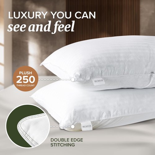 Beckham Hotel Collection Queen Size Pillows - Soft Comfort with Protective Covers | Set of 2