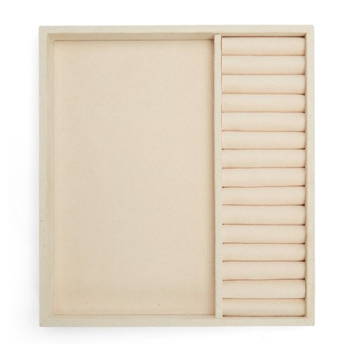 WOLF VAULT Half Tray Ring Insert, Beige - Includes 14 Ring Rolls - Stackable - Anti-Tarnish LusterLoc Lining - Prevents Jewelry Discoloration + Tarnishing