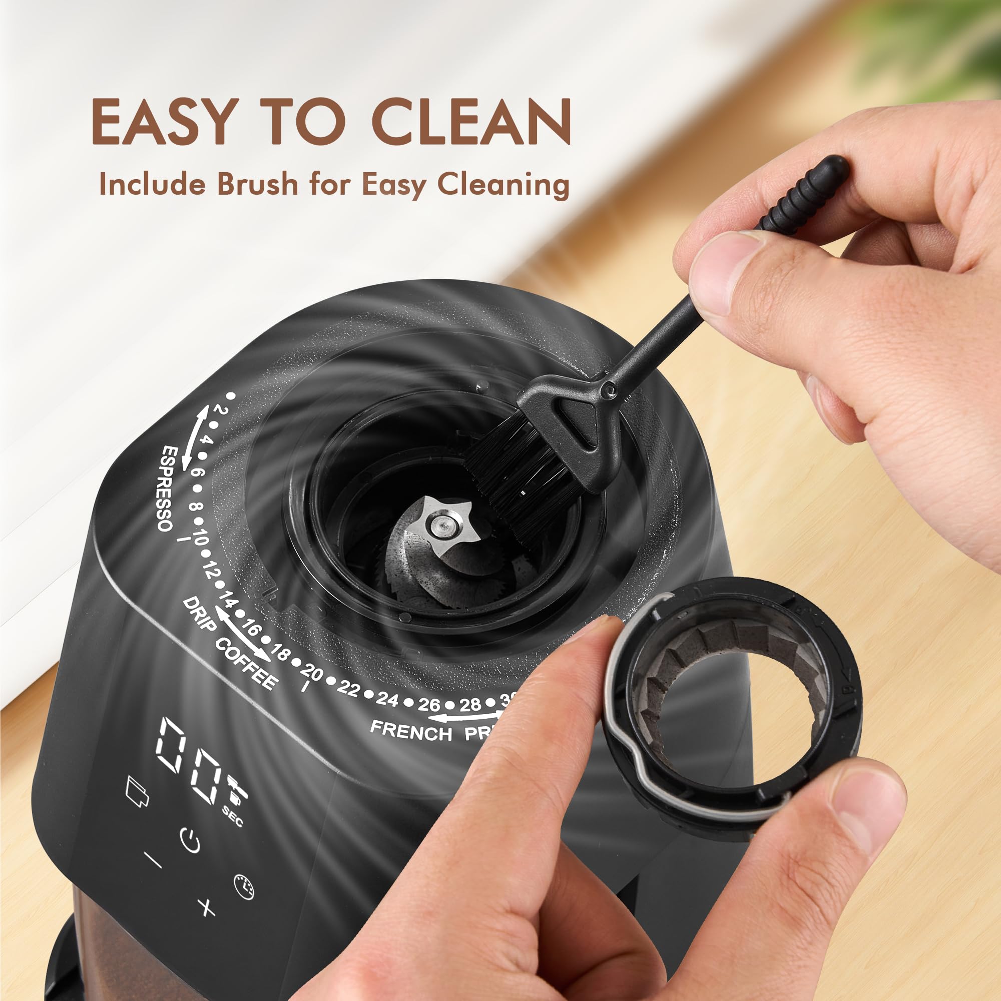 AYCHIRO Burr Coffee Grinder Electric, Adjustable Burr Mill with 30 Grinding Settings, Coffee Bean Grinder with Touchscreen, 2-12 Cups