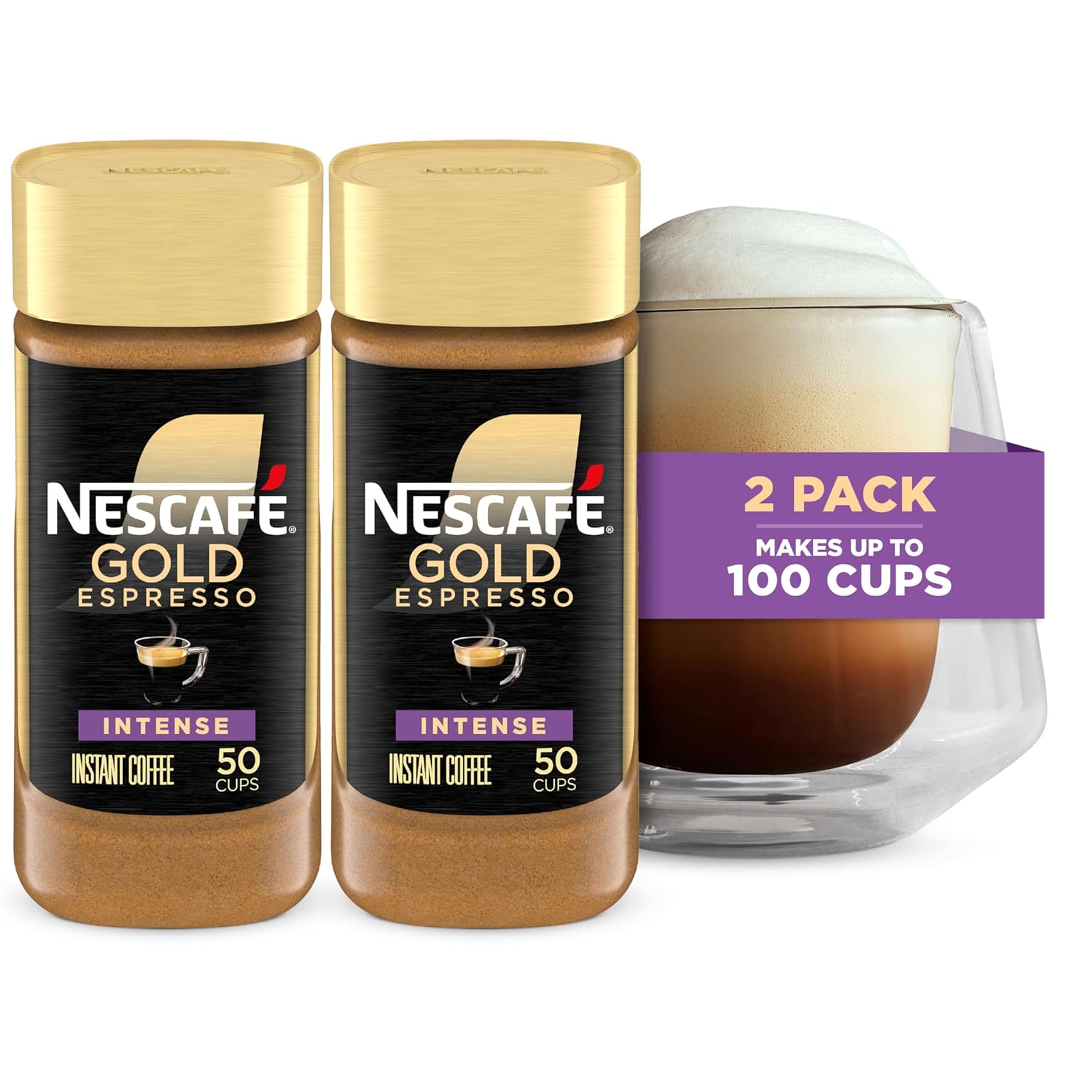 NESCAFÉ Gold Espresso Intense - Premium Instant Coffee, 2 Pack for Rich Flavor and Aroma
