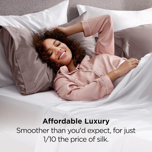 Bedsure Satin Pillowcase - Luxurious Silk-Like Feel | Standard Size, Dusty Rose, 20x26 Inches, 2-Pack