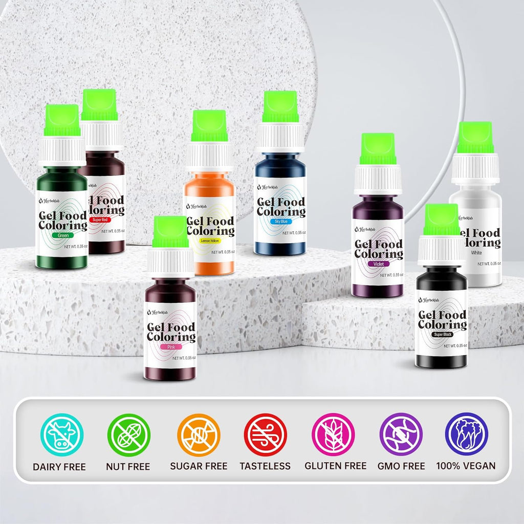 Skiennix Gel Food Coloring - 15 Vibrant Neon Colors for Icing & Baking | 0.35 oz Each