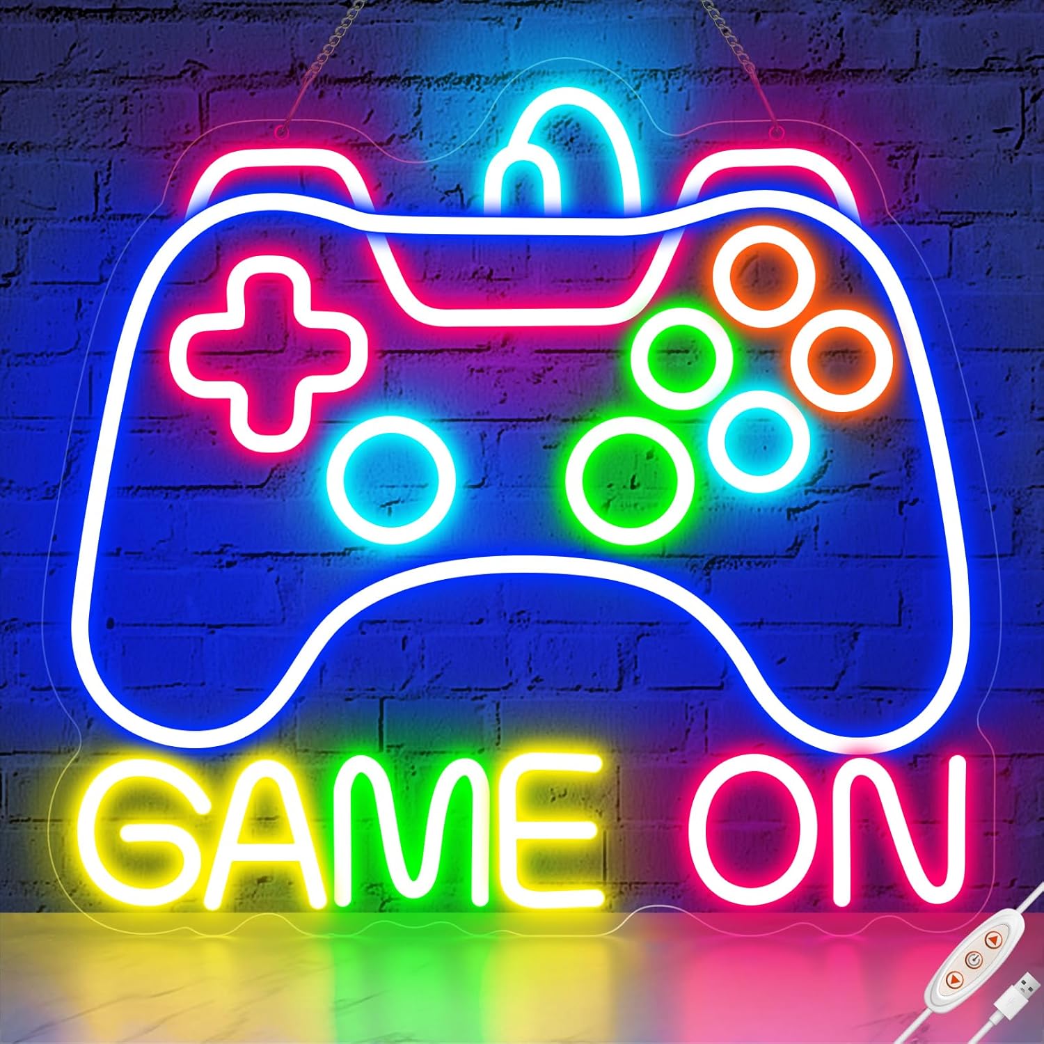 Skiennix Neon Sign - Game On LED Wall Decor for Gamer Room | Perfect Gift for Teens & Boys (GAME ON-01)